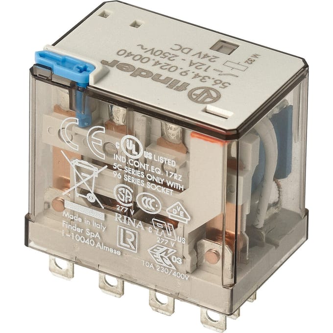 Finder 56.34 Miniatuur Vermogen Relais 4CO 12A 24VDC - 56.34.9.024.0040 - E3UAG
