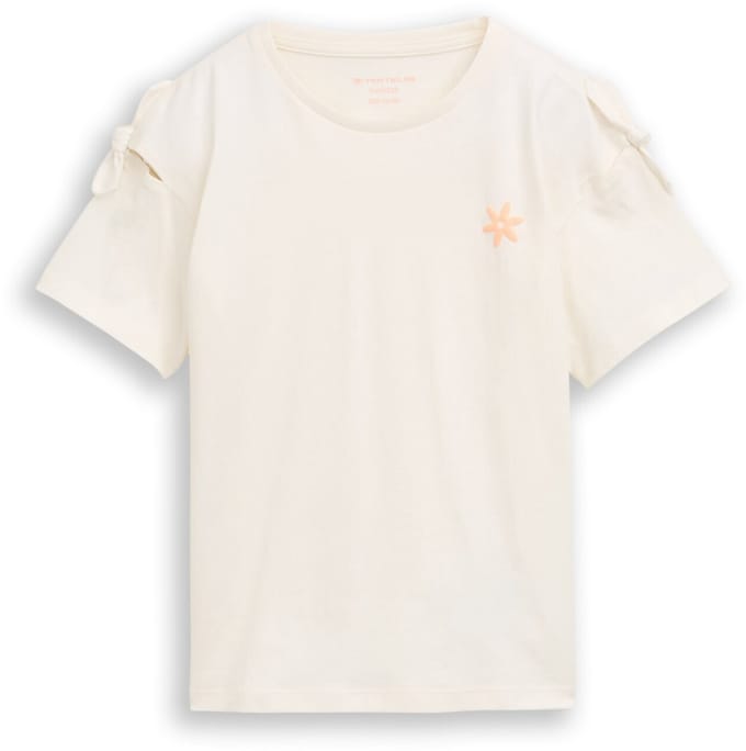 Tom Tailor - Oversized T-shirt met strikdetail - Maat 92/98 - Wool White