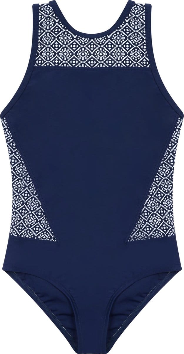 Badpak met racerback- donkerblauw block 116-122