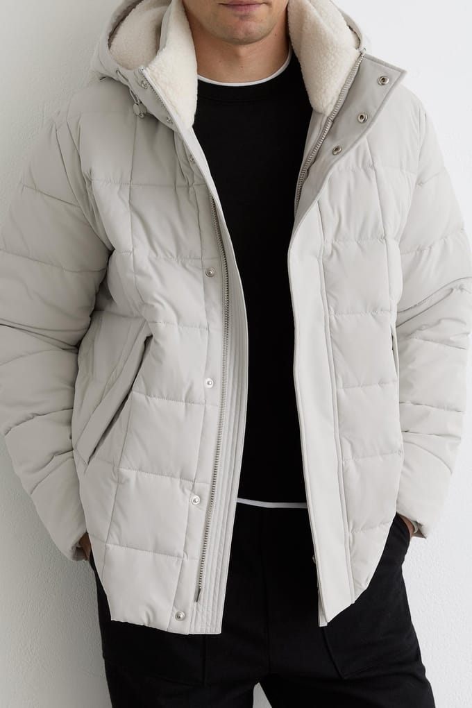 Reiss Ls Borg Lined Quilted Puffer Jacket Stone Taglia: S | Giacche invernali Outlet | Uomo