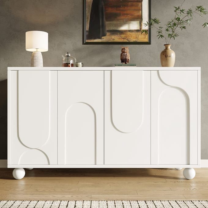 REDOM - Sideboard - Verstelbare Plank - Modern - Voor Woonkamer En Eetkamer - MDF - Wit - 120 x 35 x 71 cm
