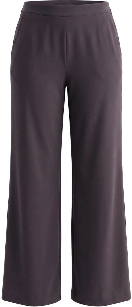 Ulla Popken - Dames - Pantalon wijde rechte pijp elastische tailleband - Mahonie - Maat 54