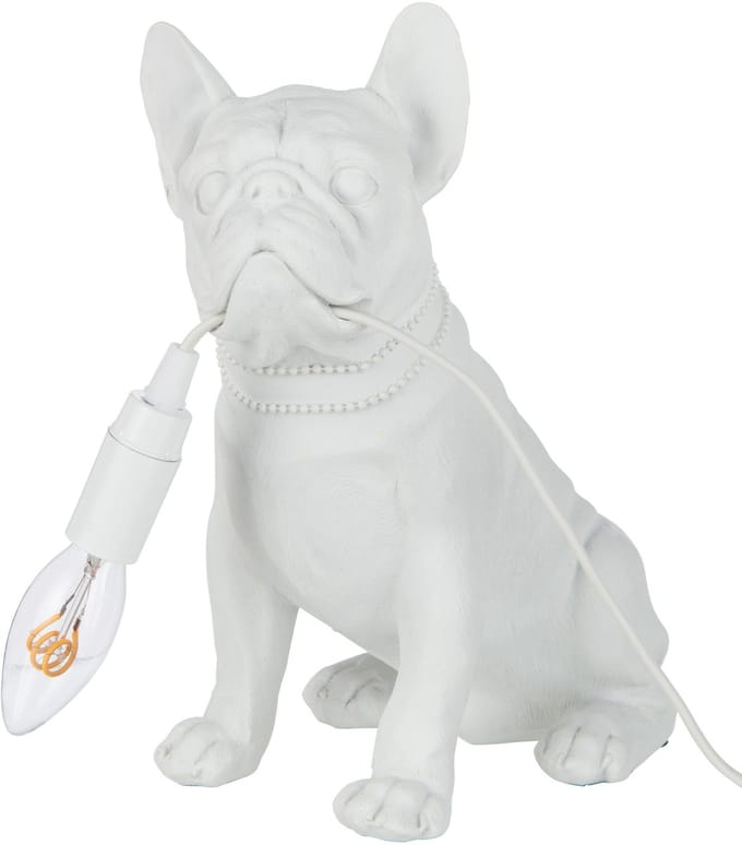 J-Line tafellamp Bulldog - polyresin - wit