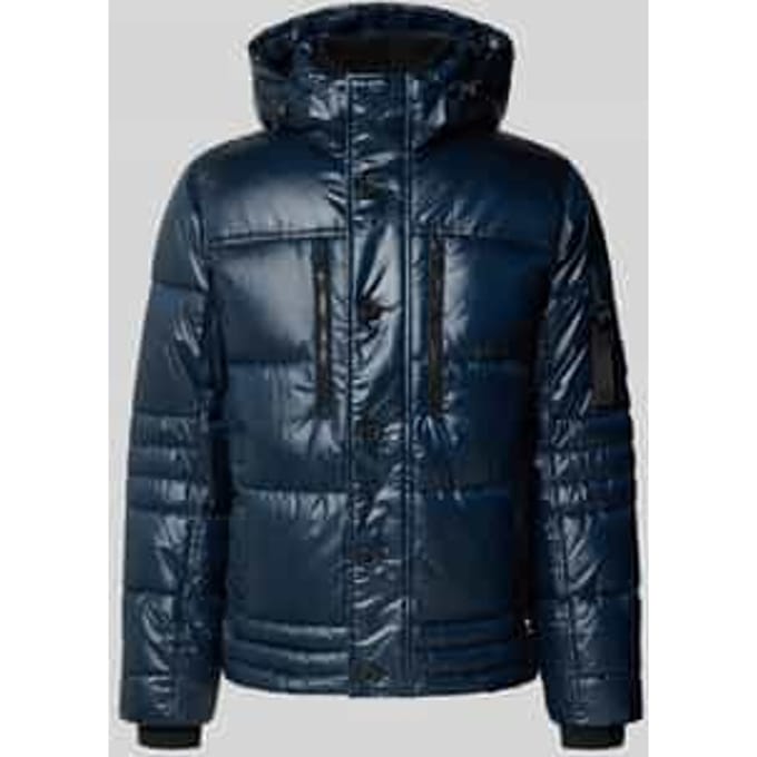Gewatteerd regular fit jack met afneembare capuchon