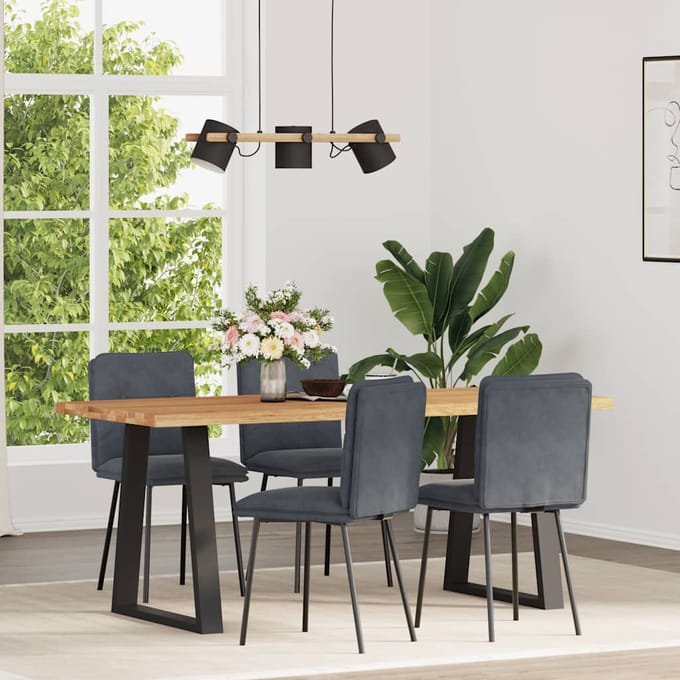 vidaXL - Eetkamerstoelen - 4 - st - fluweel - donkergrijs