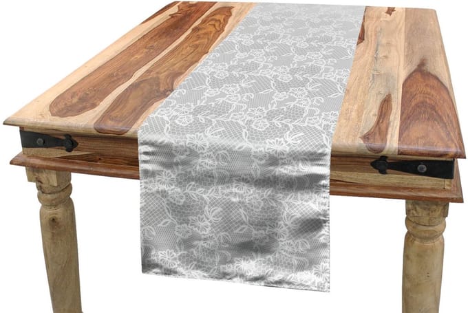 ABAKUHAUS Tafelloper – Arabische Kant – 40×180 cm – Wit, machinewasbaar