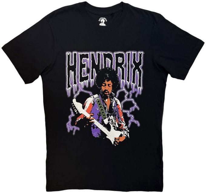 Jimi Hendrix - Lightning Heren Tshirt - S - Zwart