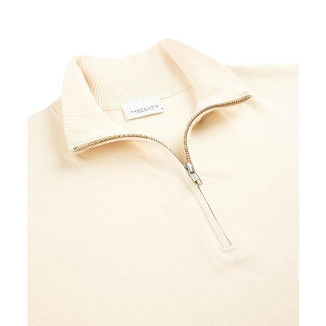 Profuomo Half Zip Pullover Luxury Off White - Maat M - Heren - Quarter zip