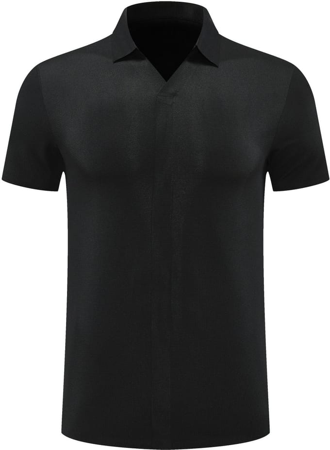 ALLTHEMEN Heren Wafelstructuur Polo V-Hals Korte Mouw - L