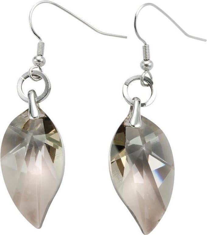 Behave - Oorhangers bladvorm met steen zilverkleur - Elegant avondstijl