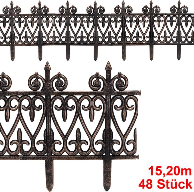 Deuba Borderrand Kunststof – 48 Stuks = 1520cm UV-bestendig - Bruin