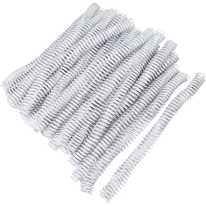 100 Pièces Bobines de Reliure Spirale Diamètre 16mm 48 Dents 4:1 Peignes à spirales pour classeur pour papier A4 Blanc white