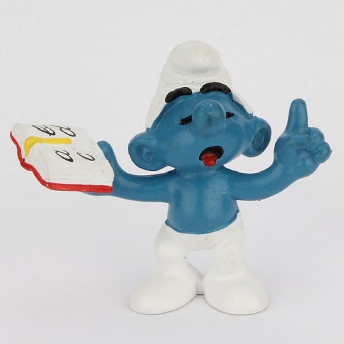 Leraar smurf / Docent smurf - Figuurtje Schleich - Met boek - Zanger smurf - 5,5 cm onderwijzer