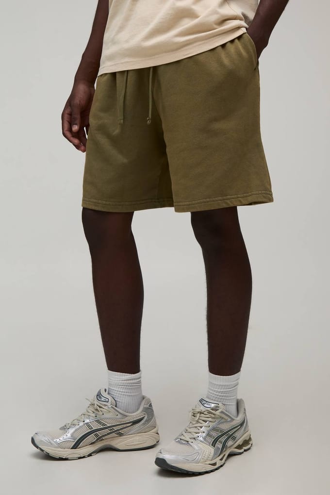 Essential Gewassen Baggy Short | Washed Khaki | Size Medium