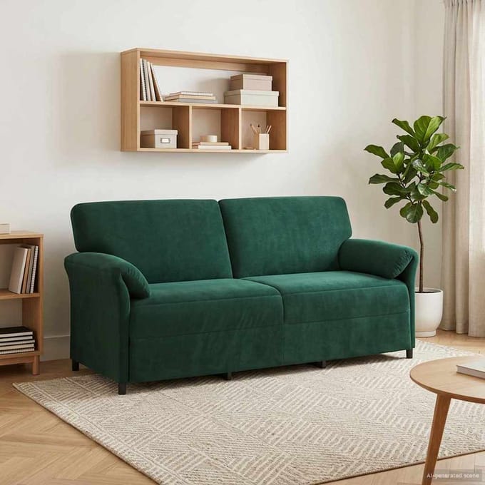 vidaXL - 3-Zits - Sofa - Donkergroen - 198 - x - 83 - x - 95 - cm - Fluweel