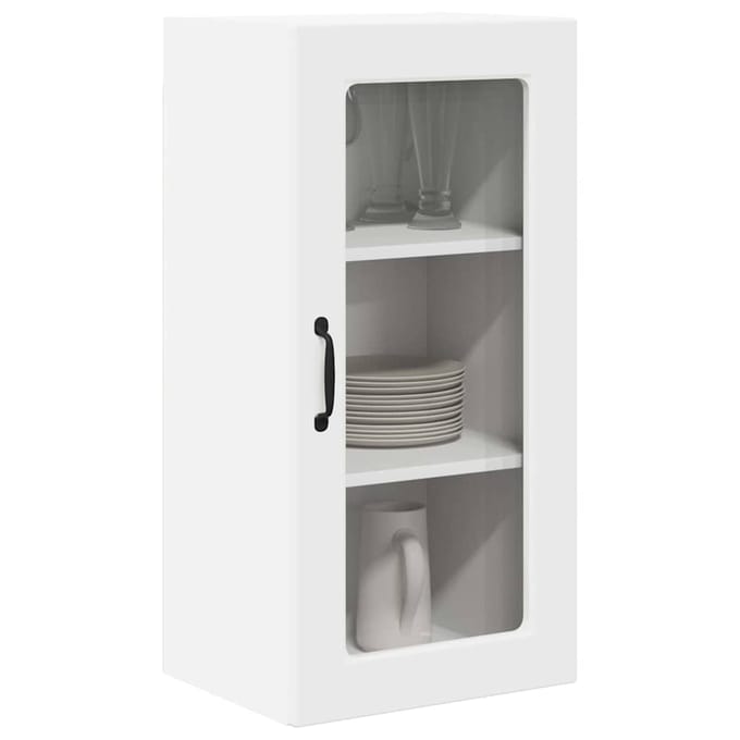 vidaXL - Wandglas - Kasten - LUCCA - Wit - 40 - x - 31 - x - 80 - cm - Bewerkt - hout