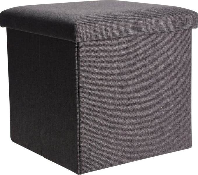H&S Collection Poef/Hocker/voetenbankje - opbergbox - grijs - polyester - 38 x 38 cm - opvouwbaar