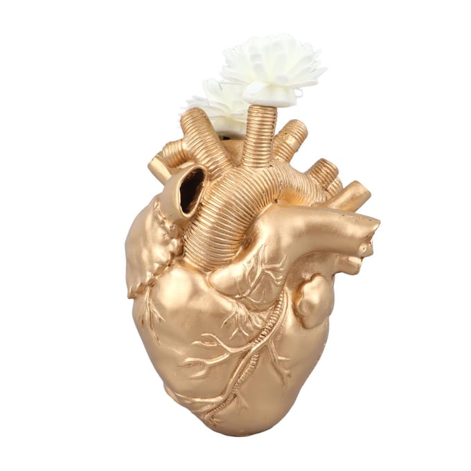 Creatieve Anatomische Hart Vazen Hars Sculptuur Hartvormige Kunst Bloemvazen Desktop Thuis goud