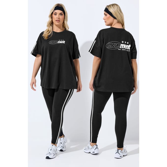 Yours Active Zwart 'Movement' Tshirt Size 44