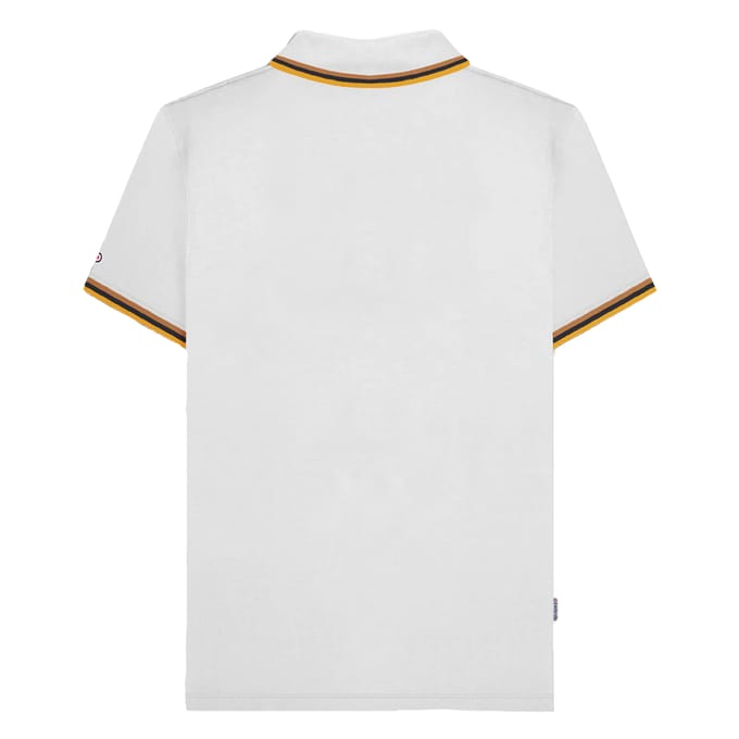 Lambretta Heren SS25 Drievoudig Getipt Polo Shirt (Wit/Goud)