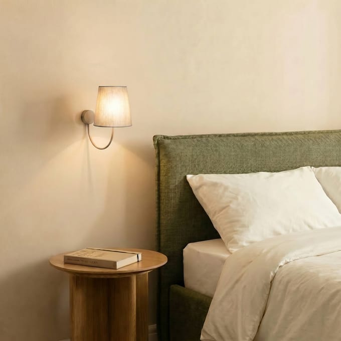 TK Lighting Wandlamp Candi, beige/zandkleurig, linnen, 34 cm hoog, E27