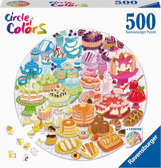 Ravensburger Round puzzle Circle of colors Desserts pastries - Legpuzzel - 500 stukjes