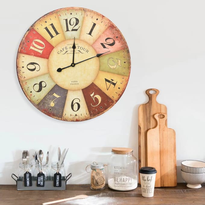 vidaXL - Wandklok - vintage - stijl - 60 - cm - meerkleurig