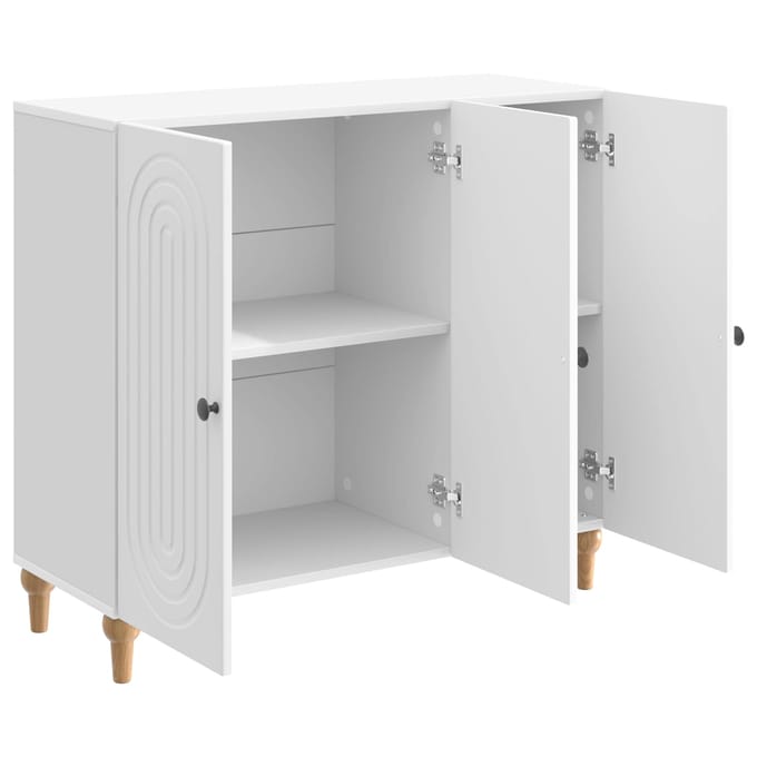 vidaXL - Dressoir - Hoogglans - Wit - 89 - x - 34,5 - x - 80 - cm - Bewerkt - hout