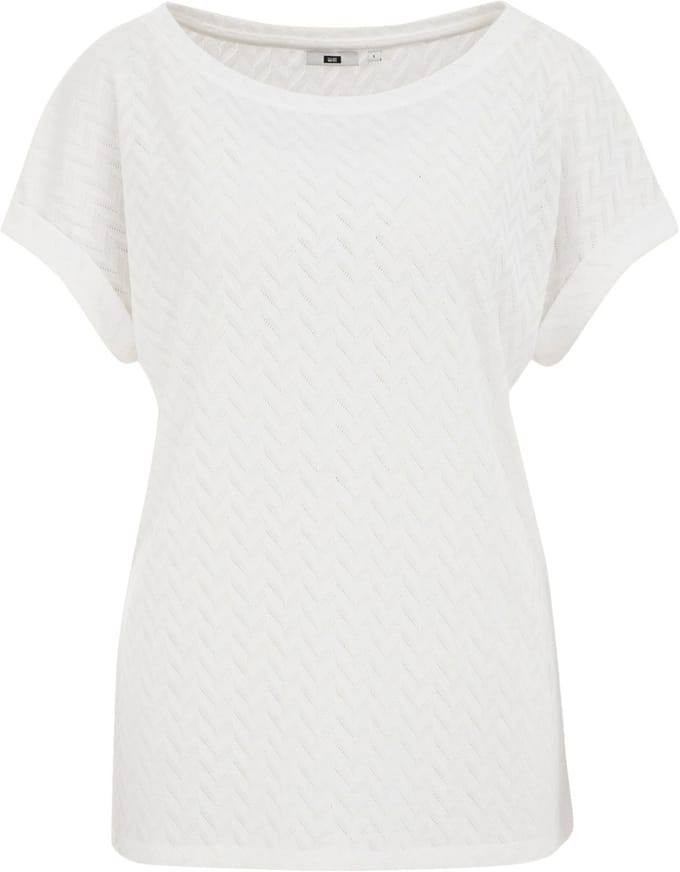 WE Fashion Dames T-shirt met opengewerkte structuur