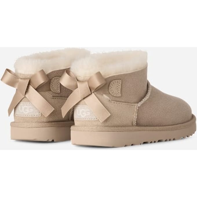 UGG® Ultra Mini Bailey Bow Boot in Tan, Size 13K, Polyester/Wool