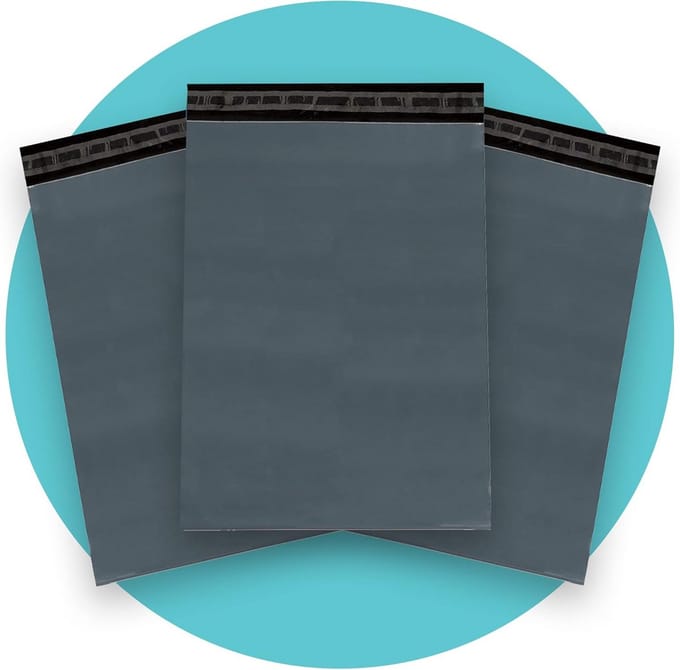 Set van 500 Sterke, Waterdichte Verzendtassen Grijs 12 x 40,6 cm