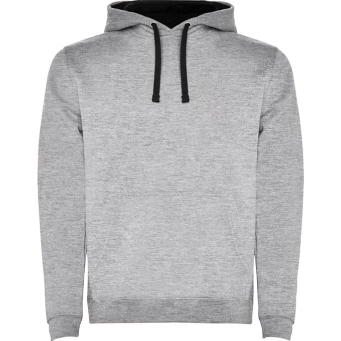 Roly Heren Urban Hooded Sweatshirt (Heide Grijs/Zwart)