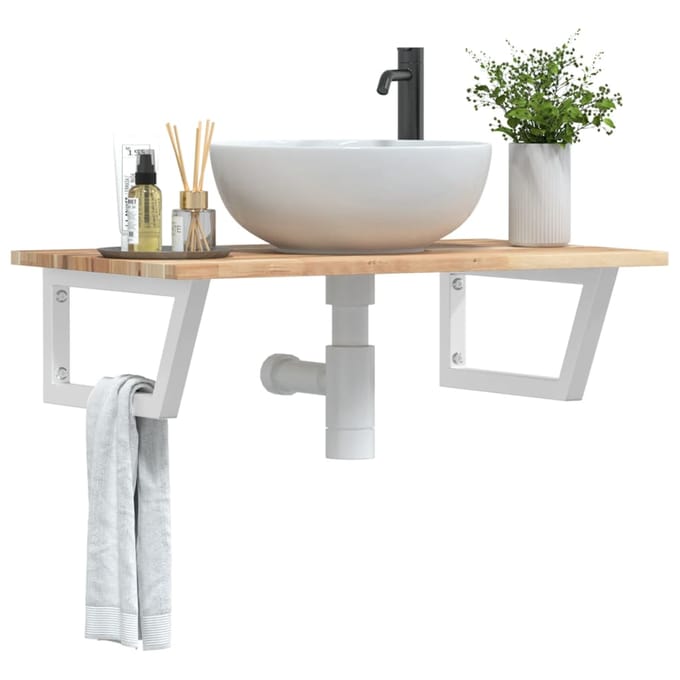 vidaXL - Badkamer - wandschap - staal - en - massief - acaciahout