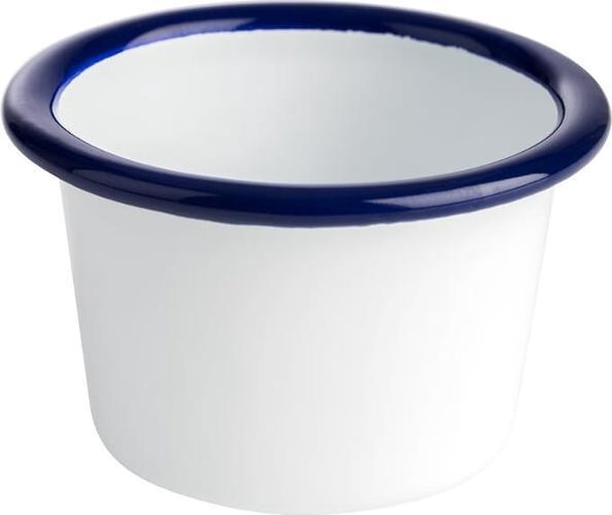 APS Schaal/Kom Emaille "ENAMELWARE" - ø7 x H4,5 cm - wit/blauw - set van 4 stuks
