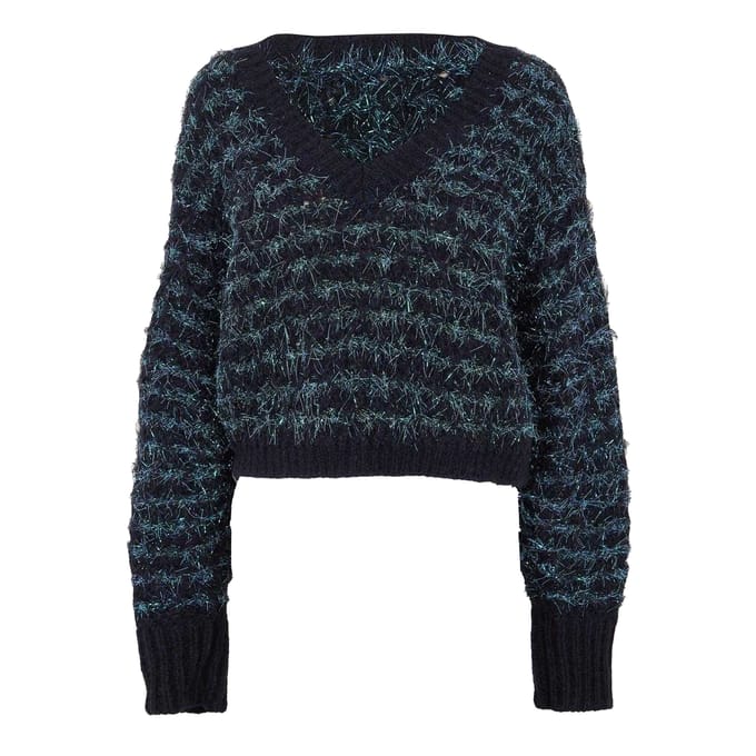 Boss Dames/Dames Metallic Thread Regular Sweater Top met lange mouwen (Zwart Gemengd)
