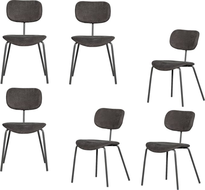 WOOOD Link Eetkamerstoelen - Polyester - Bruin/Grijs - Set van 6