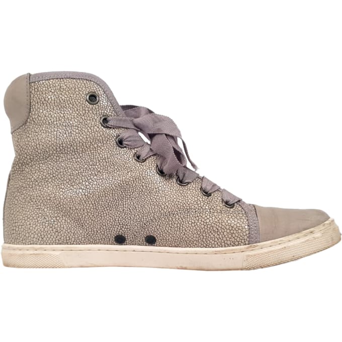 Lanvin hoge sneakers met textuur in beige leer