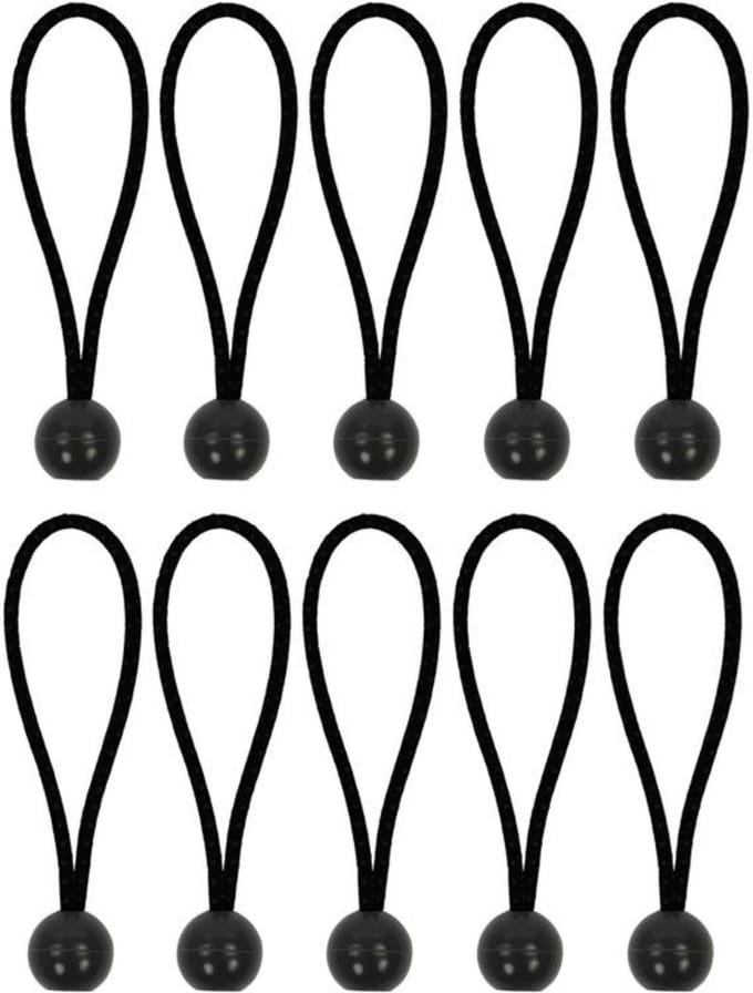 ProPlus Set van 10 Tentspanners 15 cm – Voor tentzeil partytent en spankoord – Met kunststof bal – Zwart