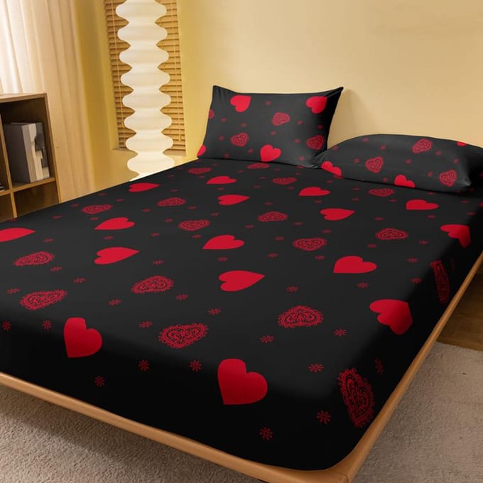 Couvre-lit sablé imprimé simple mode amour quatre saisons maison chambre hôtel Pillowcase*2 rouge