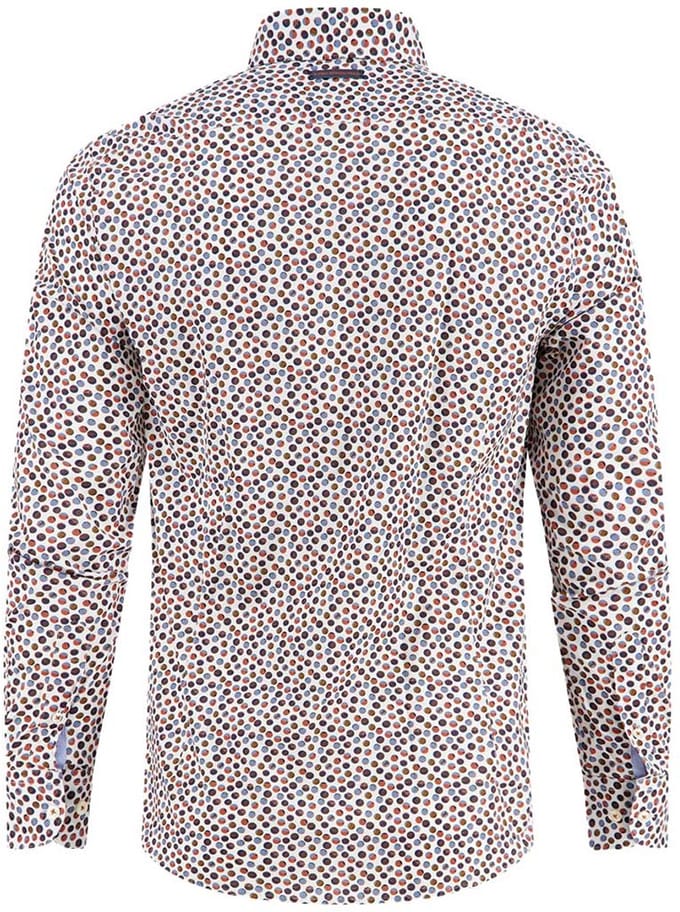 katoenen A Fish Named Fred overhemd bruin geprint stippen