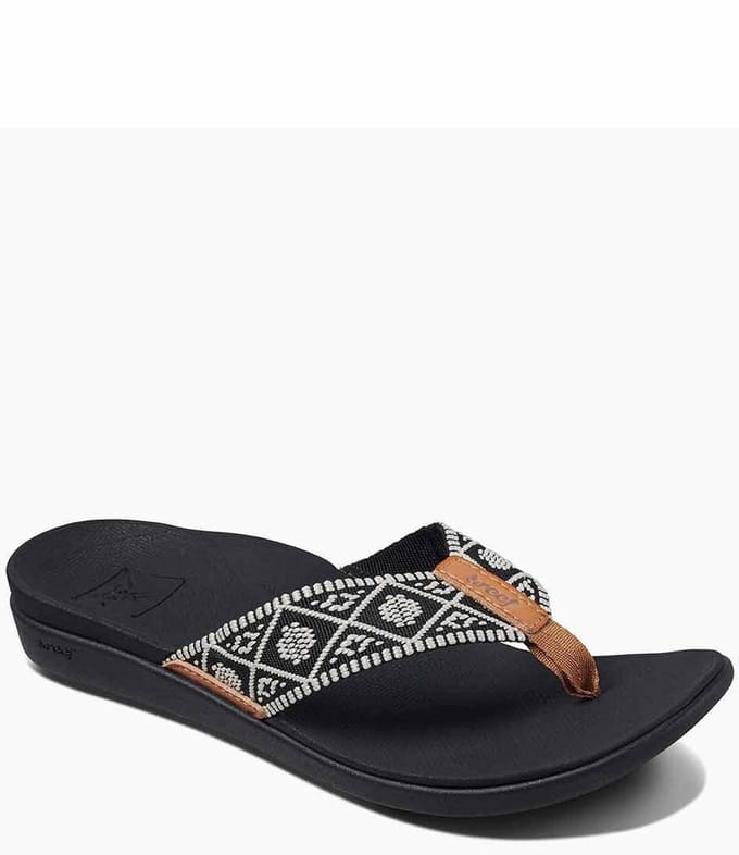 Reef Ortho Wovenblack/White Dames Slippers - Zwart/Wit - Maat 36