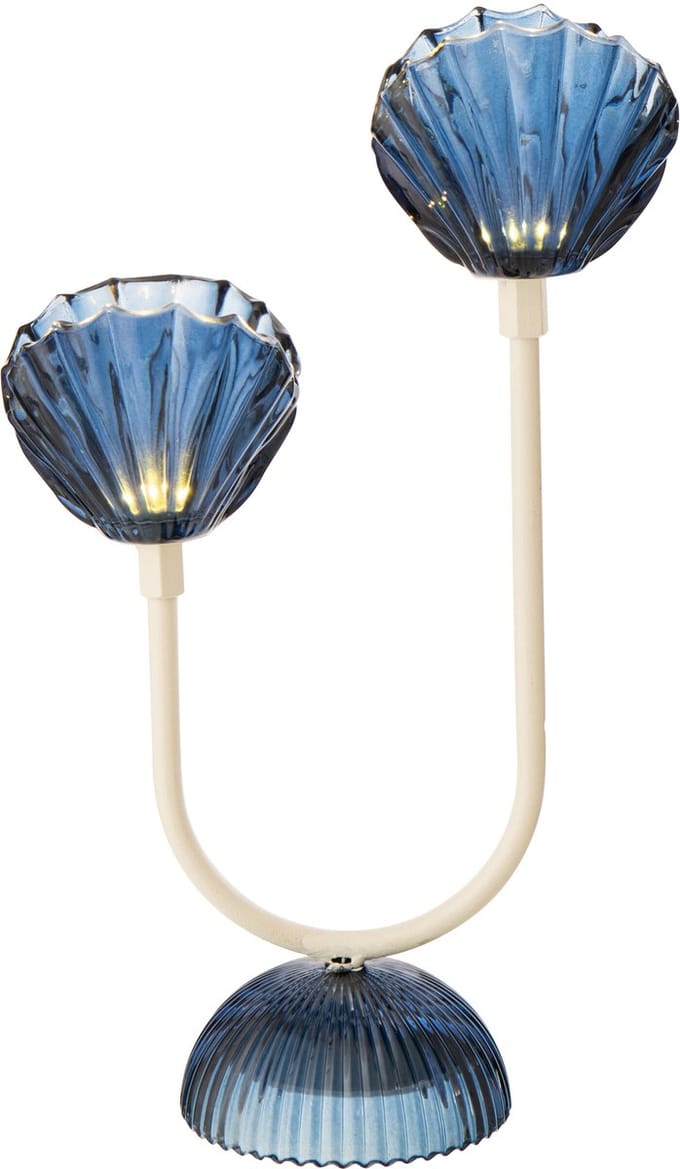 J-Line lamp Shell - ijzer - blauw/wit - large - LED lichtjes
