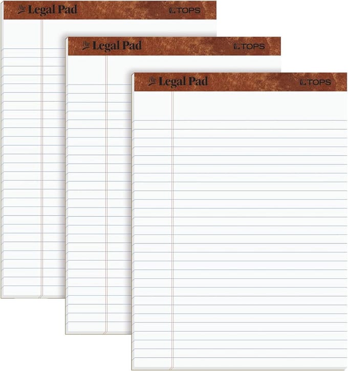 Perforated Legal Pad A4, 50 vellen, 3 pads per verpakking