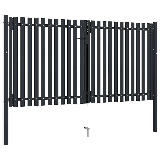 vidaXL Dubbele poort met deur staal 300x175 cm antraciet