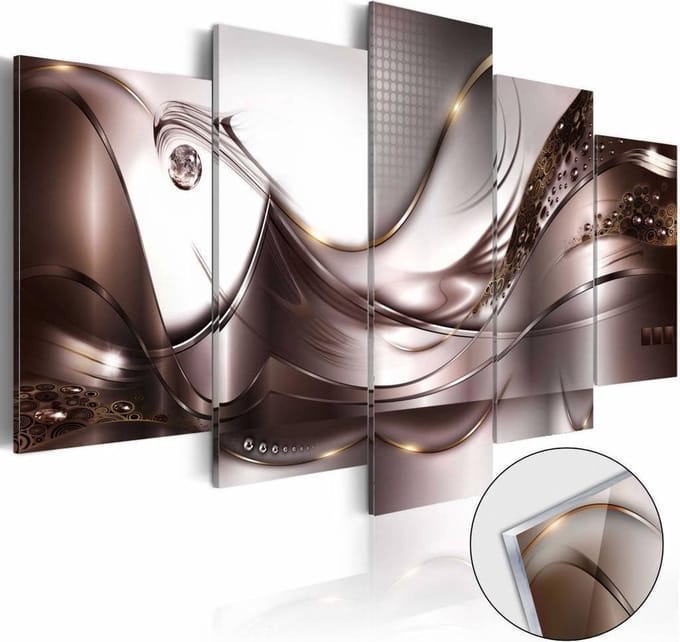 Afbeelding op acrylglas - Champagne storm, Bruin/paars, 5luik