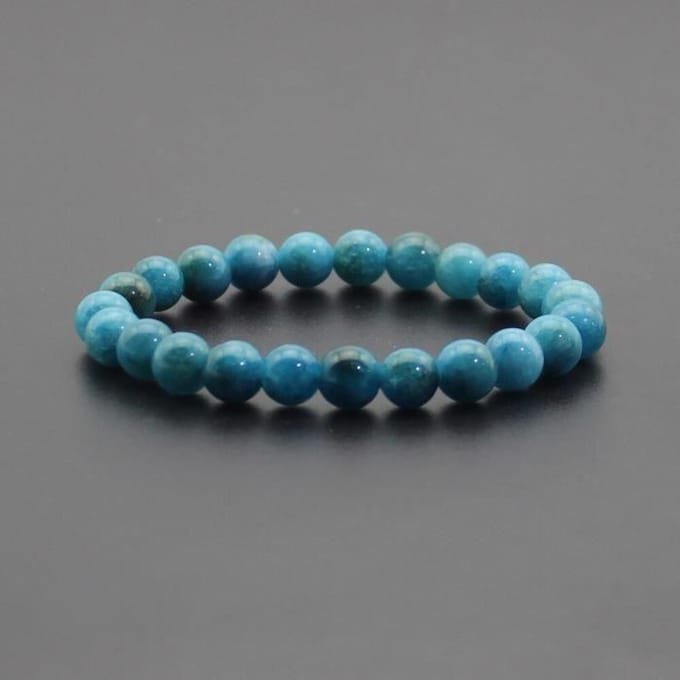 Armband - Blauwe Apatite - Agaat - 8mm - Natuursteen - Gemengd blauw