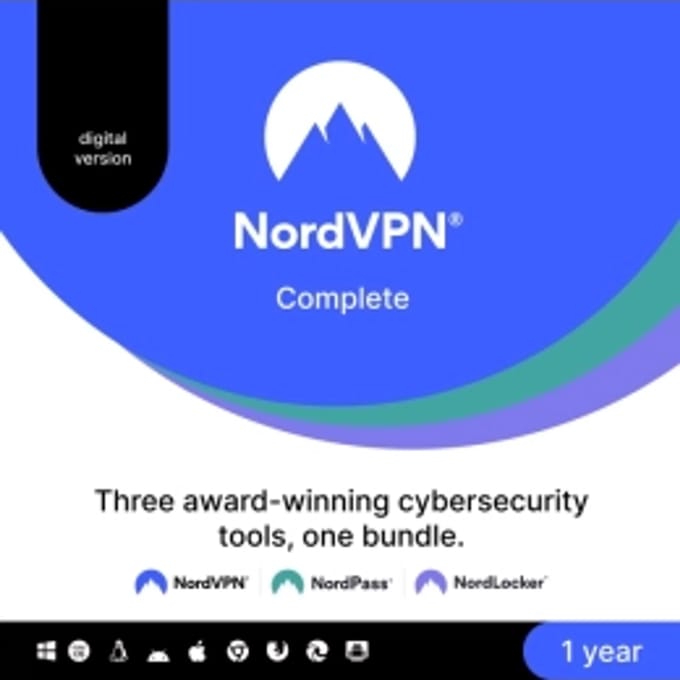 NordVPN Complete | 10 Apparaten 1 Jaar | Inclusief NordPass | 2000 GB cloudopslag