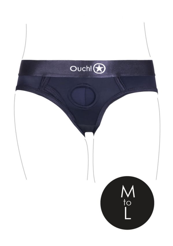 Shots - Ouch! OU827BLKML1 - Vibrating Strap-on High-cut Brief - Black - M/L