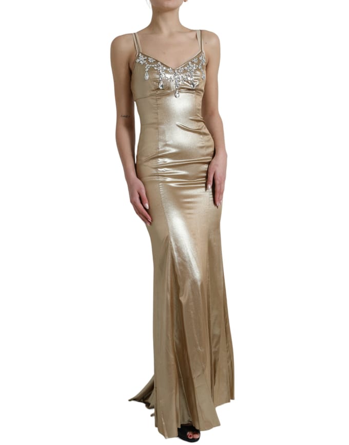 Gouden Avondjurk Mouwloos V-hals Gown