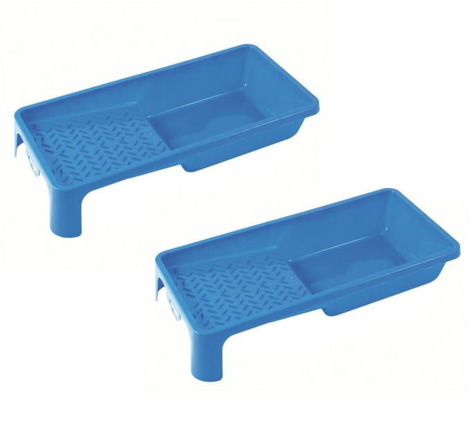 4x stuks verfbakjes voor verfrollers/lakrollers blauw tot 10 cm - verfspullen / schildersbenodigdheden